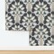 Block Print Floral Green Black Beige Abstract Geometric Flowers Bold Elegant Bohemian Custom Removable Wallpaper by Spoonflower Peel & Stick Wallpaper 2FT Wide